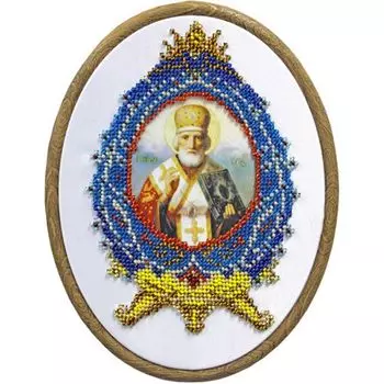 97/БПц Наборы для вышивания с бисером и пяльцами 'Матренин посад' 'Николай Чудотворец', 24*26 см