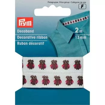 986194 Декоративная лента Совы кор./роз. 2м Prym