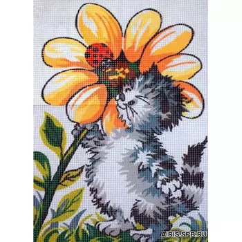 9880.0131.0155 Канва с рисунком Royal Paris 'Котенок с жучком' 22*30 см