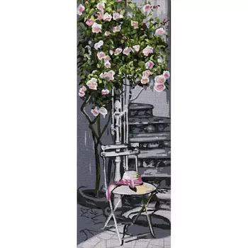 9880.0137.0116 Канва с рисунком 'Розовый куст' 49*19 см