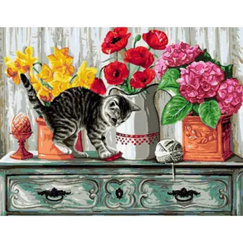 9880.0142.0504 Канва с рисунком Royal Paris 'Кот на полке' 45*60 см