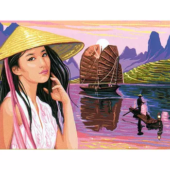 9880.0142.0515 Канва с рисунком 'Азиатская девушка' 45*60 см