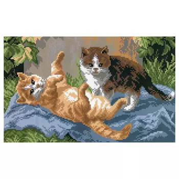 992 Канва с рисунком 'Матренин посад' 'Весёлые игры', 28*37 см