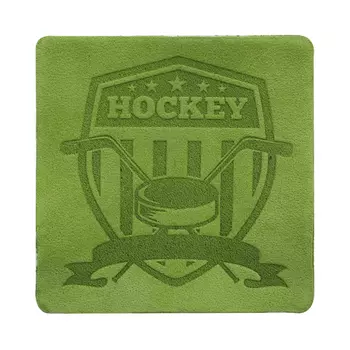 9 Термоаппликация из кожи Хоккей 5*5см, 100% кожа (54 салатовый)