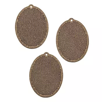 А004-3 Комплект основ для вышивания 'Овал с петлей' (3 шт.) 4,9 см*6,7 см