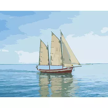 A016 Набор для рисования по номерам ' Парусник' 40*50см