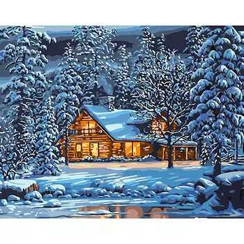 A047 Набор для рисования по номерам 'Зимний лес' 40*50см