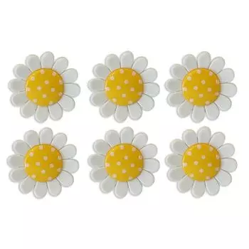A0594-W2 Пуговица, Ромашка в горошек 35/1 6шт/упак (D11 желтый)