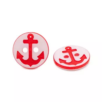 A19 Пуговицы пластик 20L-12мм, 2 прокола, уп/36 шт (белый/красный)