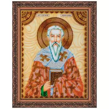 АА-081 Набор для вышивки бисером на натуральном художественном холсте 'Святой Григорий' 23*30см
