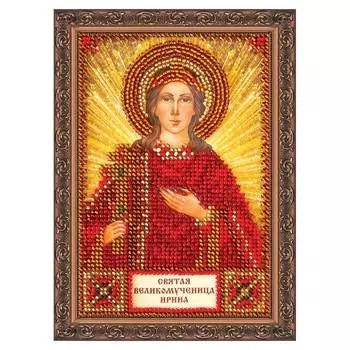 ААМ-006 Набор для вышивки бисером на натуральном художественном холсте 'Святая Ирина' 10*15см