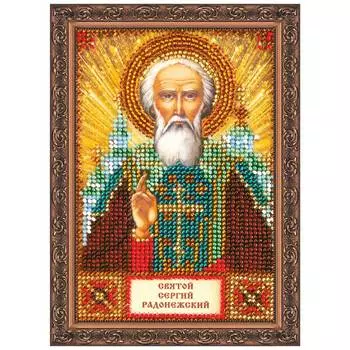 ААМ-012 Набор для вышивки бисером на натуральном художественном холсте 'Святой Сергий' 10*15см