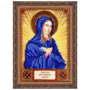 ААМ-068 Набор для вышивки бисером на натуральном художественном холсте 'Святая Раиса' 10*15см