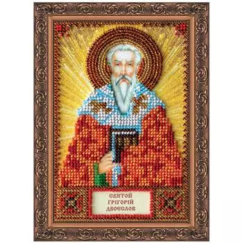 ААМ-081 Набор для вышивки бисером на натуральном художественном холсте 'Святой Григорий' 10*15см