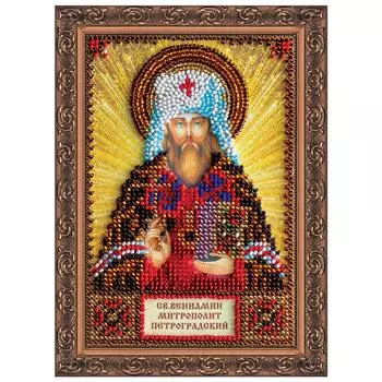 ААМ-085 Набор для вышивки бисером на натуральном художественном холсте 'Святой Вениамин' 10*15см