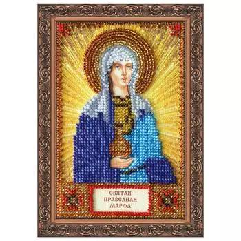 ААМ-094 Набор для вышивки бисером на натуральном художественном холсте 'Святая Марфа' 10*15см