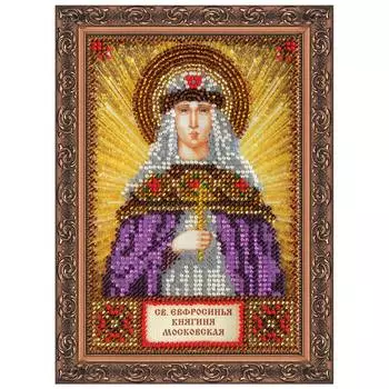 ААМ-109 Набор для вышивки бисером на натуральном художественном холсте 'Святая Евфросиния' 10*15см