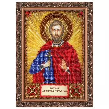 ААМ-114 Набор для вышивки бисером на натуральном художественном холсте 'Святой Трофим' 10*15см
