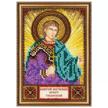 ААМ-132 Набор для вышивки бисером на натуральном художественном холсте 'Святой Орест' 10*15см