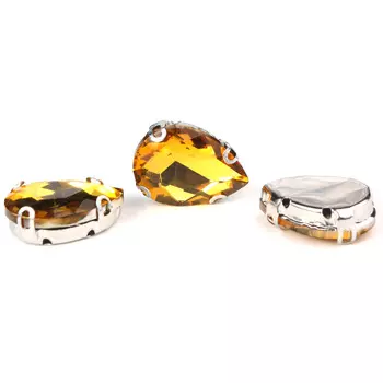 АЦ004НН1318 Хрустальные стразы в цапах формы 'капля', желтый 13х18 мм, 3 шт.