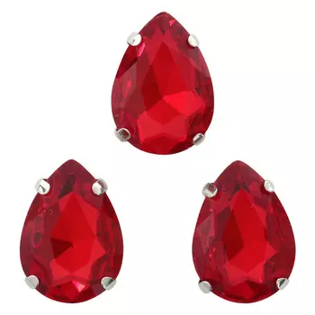 АЦ007НН1318 Хрустальные стразы в цапах формы 'капля', красный 13х18 мм, 3 шт.