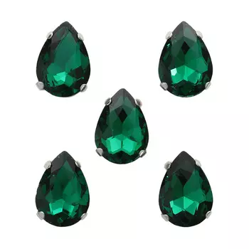 АЦ009НН1014 Хрустальные стразы в цапах формы 'капля', изумрудный 10х14 мм, 5 шт.