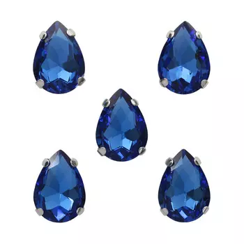 АЦ010НН1014 Хрустальные стразы в цапах формы 'капля', сапфир 10х14 мм, 5 шт.