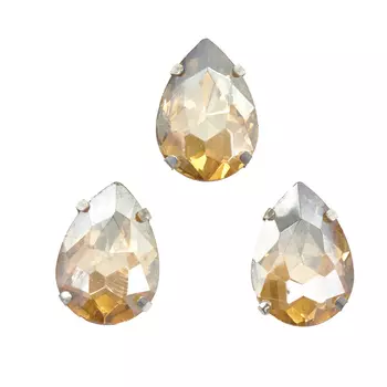 АЦ016НН1318 Хрустальные стразы в цапах формы 'капля', шампанское 13х18, 3 шт