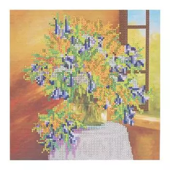 AC-011 Схема для вышивки бисером на натуральном художественном холсте 'Луговой букет' 20*20см