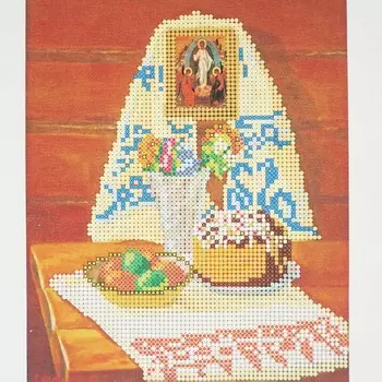 AC-025 Схема для вышивки бисером на натуральном художественном холсте 'Пасха' 16*20см