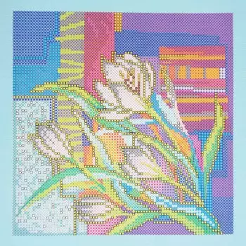 AC-042 Схема для вышивки бисером на натуральном художественном холсте 'Крокусы' 20*20см