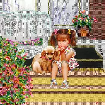 AC-077 Схема для вышивки бисером на натуральном художественном холсте 'На крылечке' 20*20см