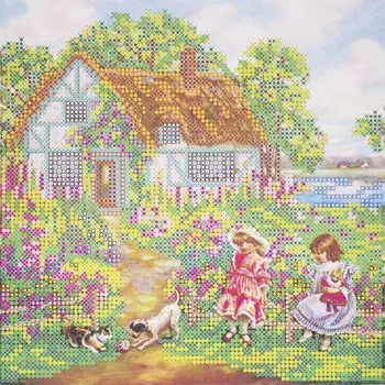 AC-083 Схема для вышивки бисером на натуральном художественном холсте 'Веселая компания' 20*20см