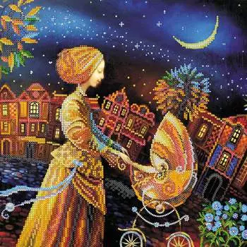 AC-324 Схема для вышивки бисером на натуральном художественном холсте 'Колыбельная на ночь' 30*30см