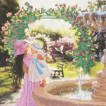 AC-421 Схема для вышивки бисером на натуральном художественном холсте 'Первые шаги' 20*20см