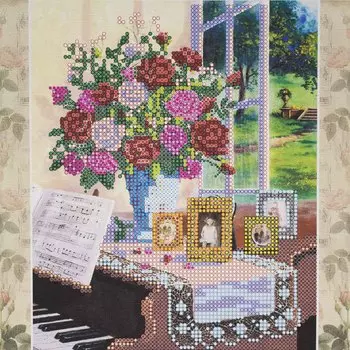 AC-423 Схема для вышивки бисером на натуральном художественном холсте 'Полонез' 20*20см