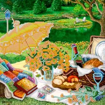 AC-480 Схема для вышивки бисером на натуральном художественном холсте 'Июльский уик-энд' 20*20см