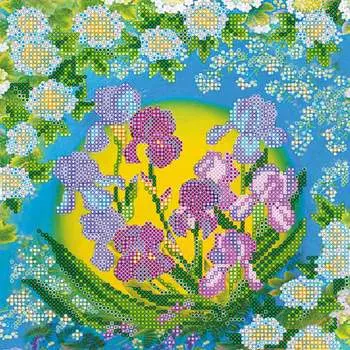 AC-495 Схема для вышивки бисером на натуральном художественном холсте 'Нежные ирисы' 20*20см