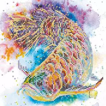 AC-555 Схема для вышивки бисером на натуральном художественном холсте 'Рыбка удачи' 20*20см