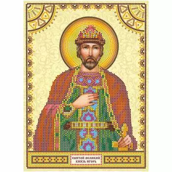 ACK-007 Схема для вышивки иконы бисером на натуральном художественном холсте 'Святой Игорь' 17*23см