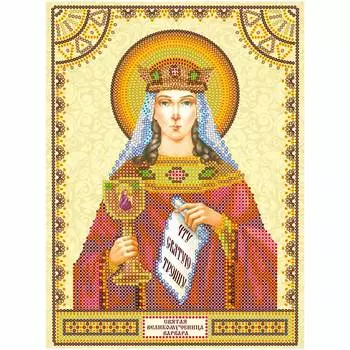 ACK-027 Схема для вышивки иконы бисером на натуральном художественном холсте 'Святая Варвара' 17*23см
