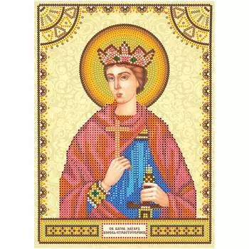 ACK-116 Схема для вышивки иконы бисером на натуральном художественном холсте 'Святой Эдуард' 17*23см