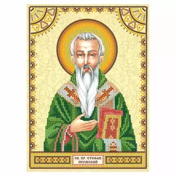 ACK-127 Схема для вышивки иконы бисером на натуральном художественном холсте 'Святой Стефан (Степан)' 17*23см