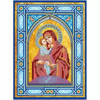 ACK-146 Схема для вышивки иконы бисером на натуральном художественном холсте 'Икона Богородицы Почаевская' 17*23см
