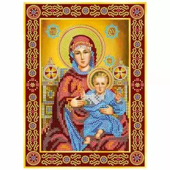 ACK-148 Схема для вышивки иконы бисером на натуральном художественном холсте 'Икона Венчальная пара. Богородица' 17*23см