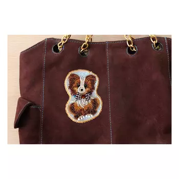 АД-104 Набор для вышивки бисером украшения на натуральном художественном холсте Паттернхолст 'Собачка'7,5*10см