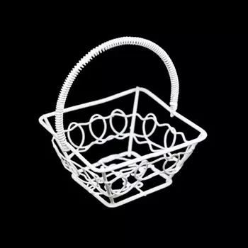 AF05 Корзинка витая металлическая квадратная, 7*6см (белый)