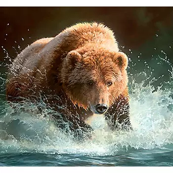 Ag 086 Набор д/изготовления картин со стразами 'Медведь на рыбалке' 48*38 см Гранни