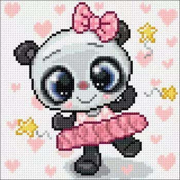 Ag 2461 Набор д/изготовления картин со стразами 'Панда балерина' 20*20см Гранни