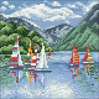 Ag 2670 Набор д/изготовления картин со стразами 'Парусники' 20*20см Гранни